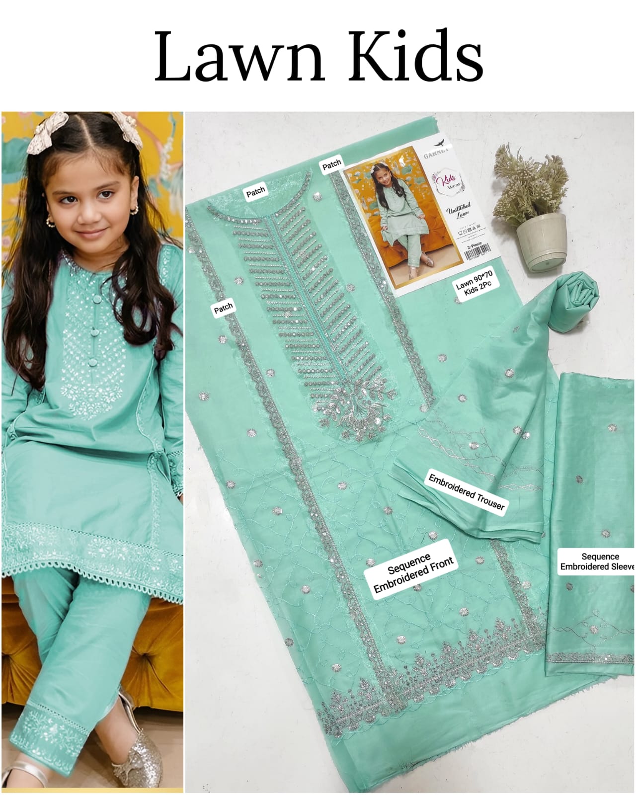 2PC EMB KIDS UNSTICHED