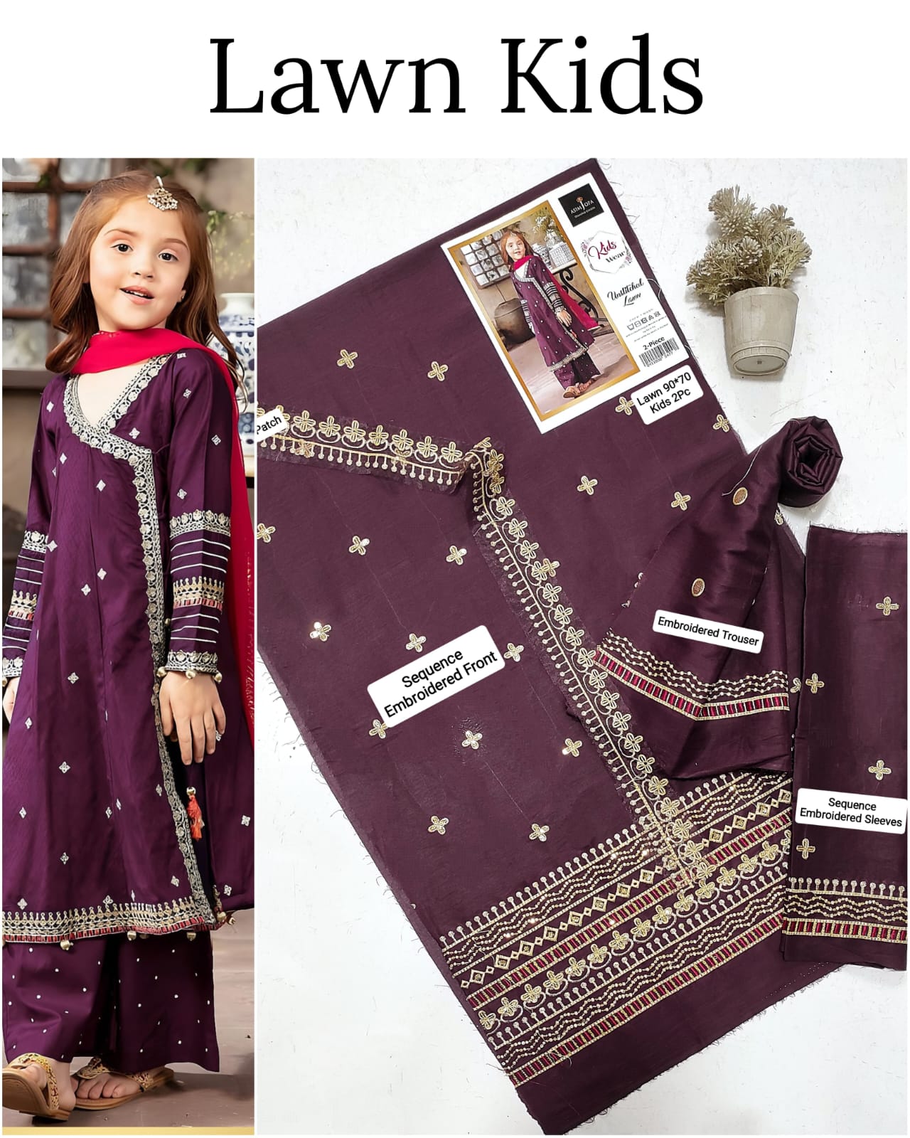 2PC EMB KIDS UNSTICHED