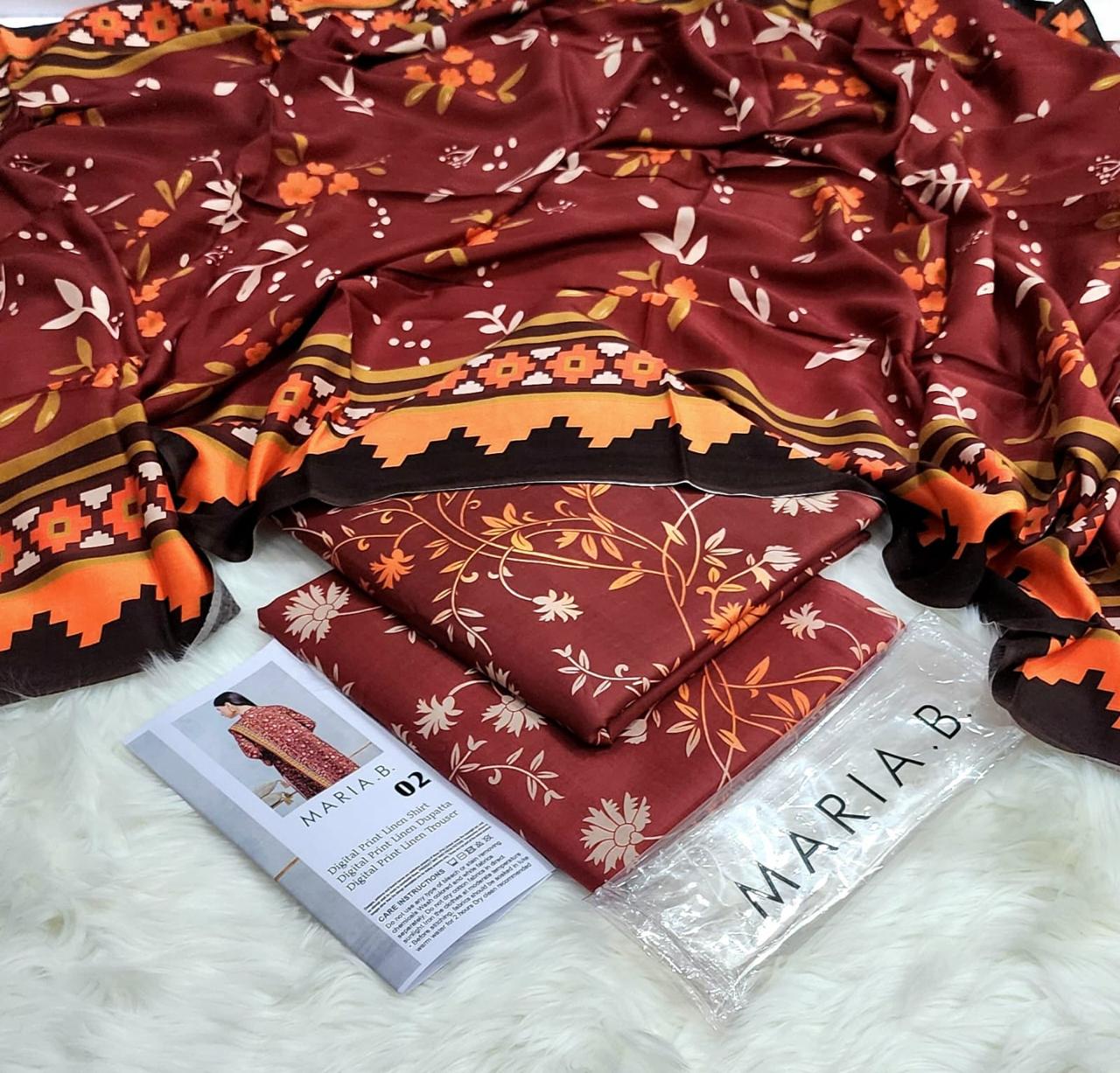 3PC Linen Digital Print Maria B