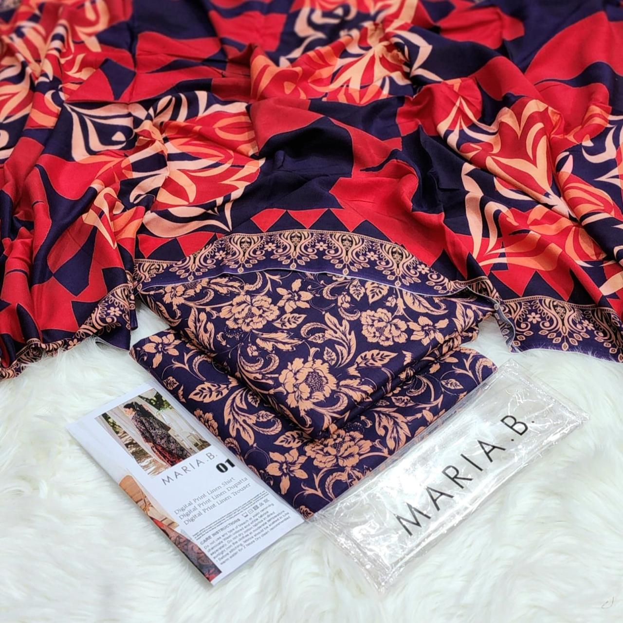 3PC Linen Digital Print Maria B