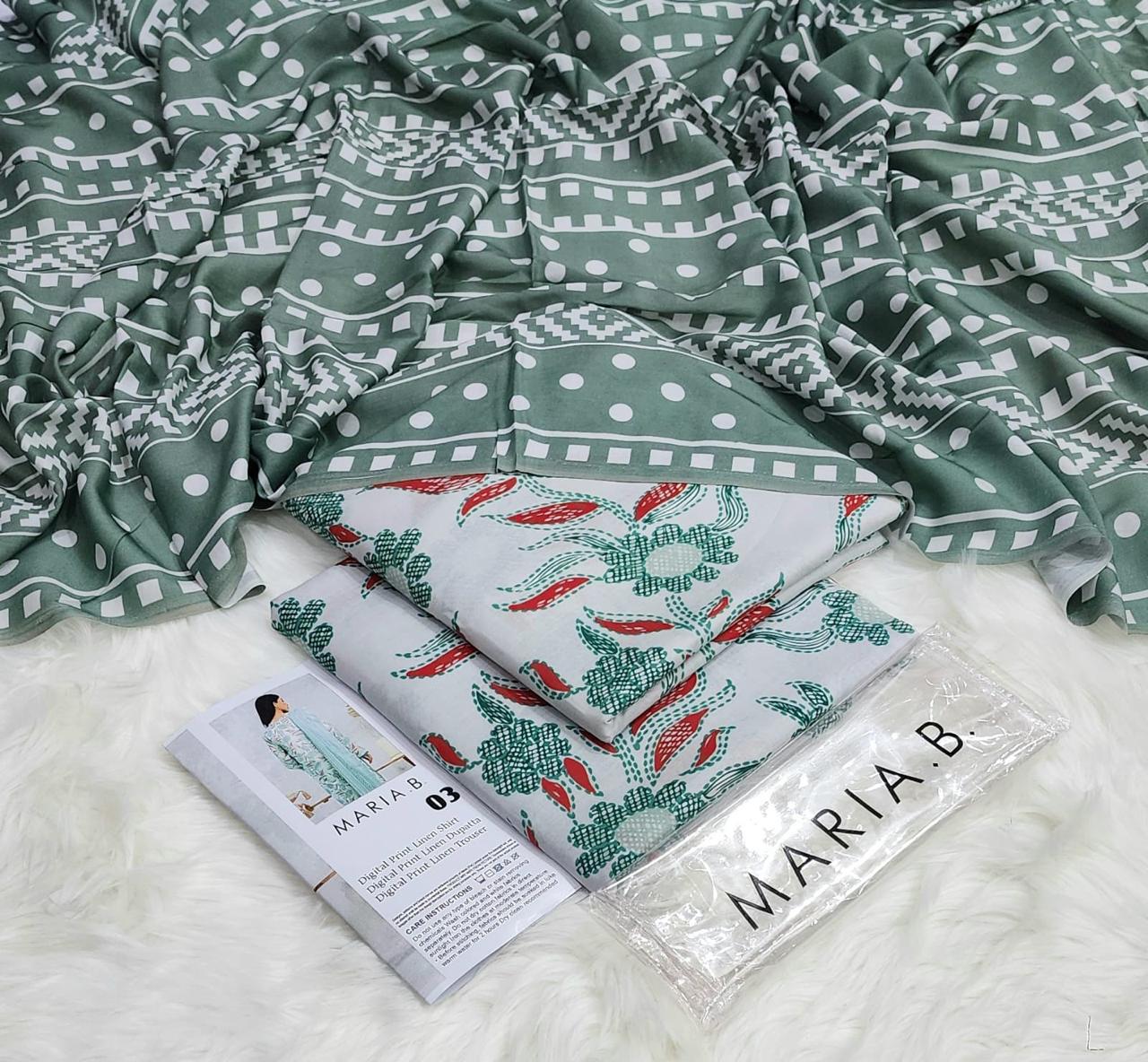 3PC Linen Digital Print Maria B