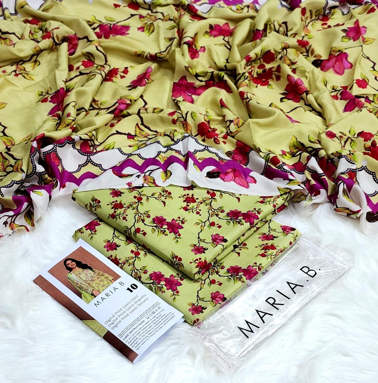 3PC Linen Digital Print Maria B