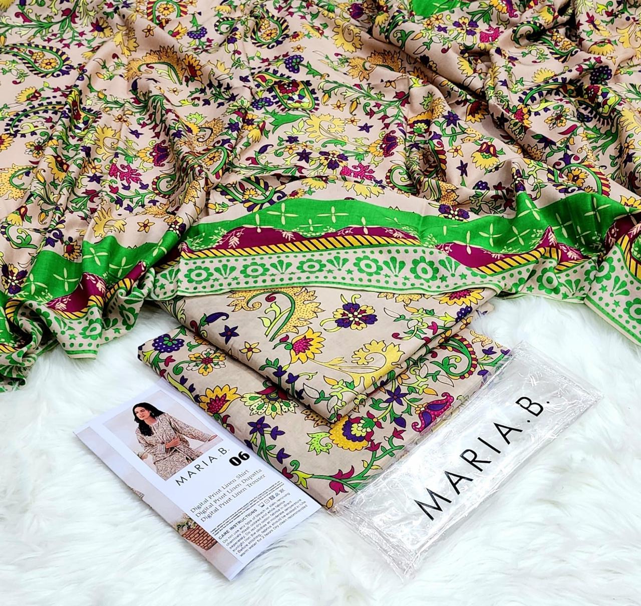 3PC Linen Digital Print Maria B