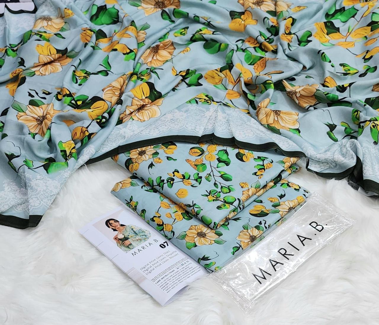 3PC Linen Digital Print Maria B